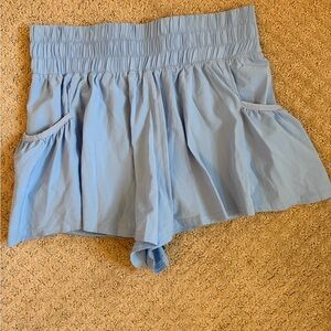 Women's Light Blue Smocked Flowy Shorts